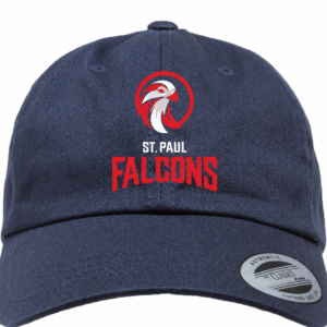 Navy cotton twill dad cap with the St. Paul Falcons logo on the front