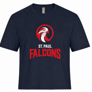 Navy ring-spun cotton t-shirt with the St. Paul Falcons logo on the chest